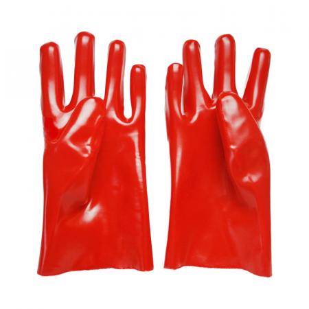 Red gloves dipped in rubber flannelette 27cm