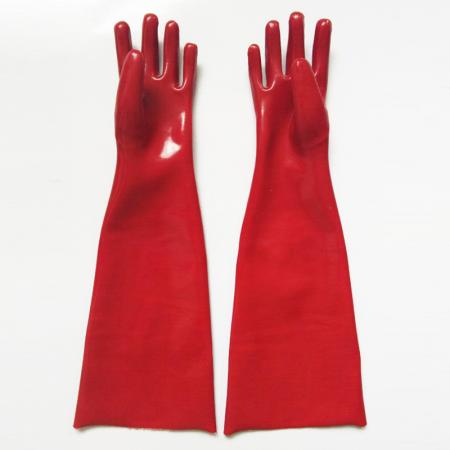 long red pvc gloves