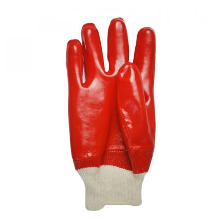 PVC Smooth Knit Wrist Glove Red Size 10/XL