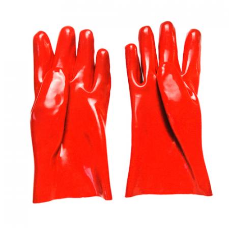 red pvc working gloves