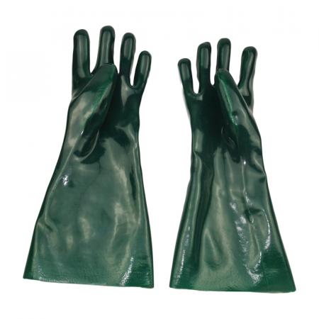 Green PVC chemical gloves smooth finish