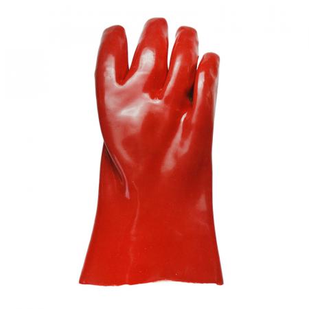 Bright Red PVC gauntlet open cuff 11 inch gloves