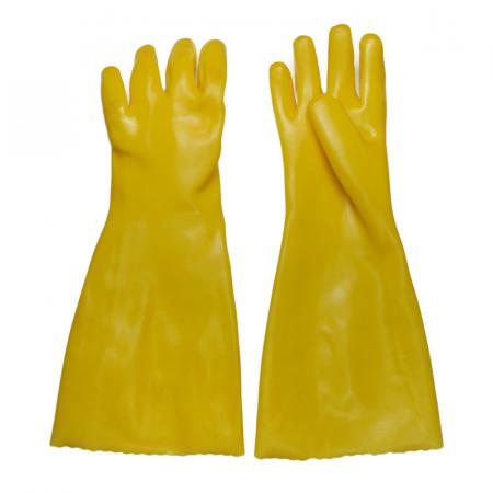 Yellow pvc chemical rersistant gloves