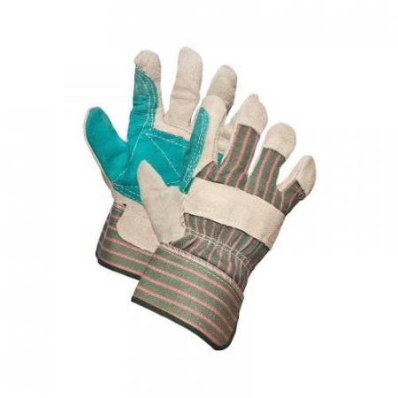 Green Leather Work Gloves for Workers with Lengthy Heavy Duty Projects